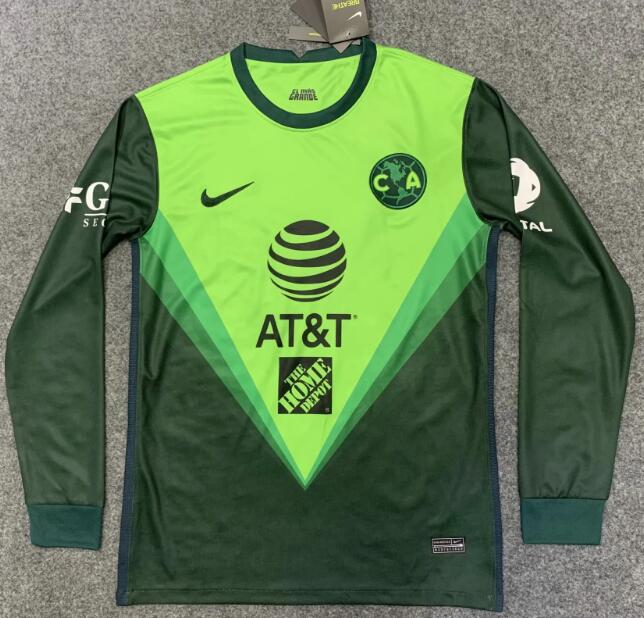 Club America Long Sleeve Green Goalkeeper Soccer Jersey Shirt 2020/21